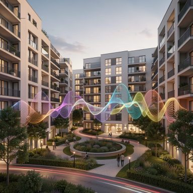 Residential development design considered during a ProPG planning noise assessment.